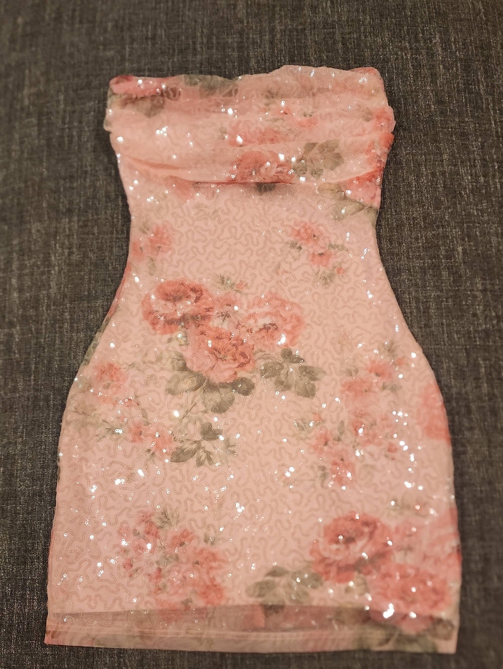 Windsor Strapless Homecoming Pink Floral Sequin Bodycon Dress